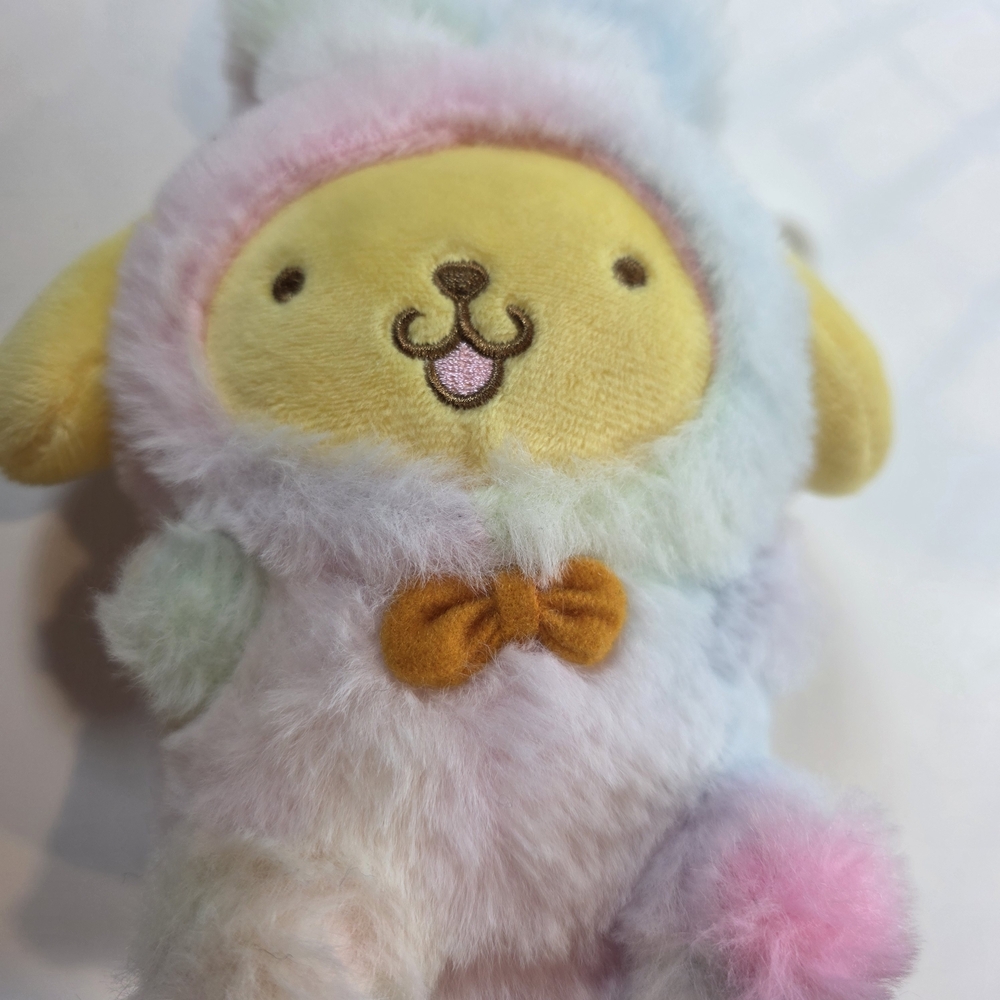 Sanrio Pompompurin Plush Bunny Costume Keychain Pastel Rainbow Mini Plush - Picture 6 of 9